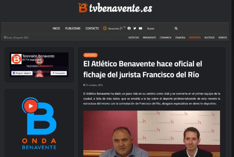 El Atlético Benavente hace oficial el fichaje del jurista Francisco del Río