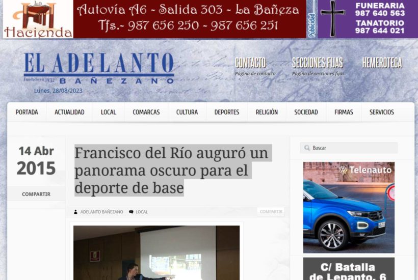 Francisco del Río auguró un panorama oscuro para el deporte de base