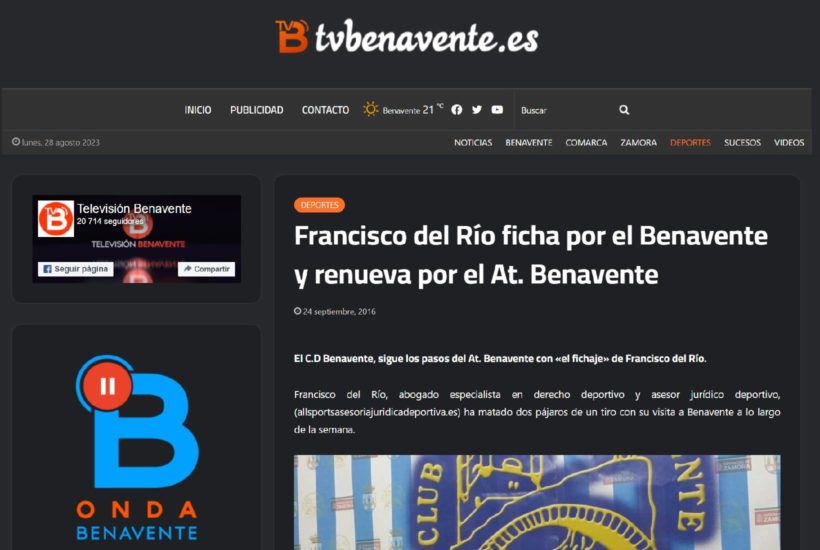 Francisco del Río ficha por el Benavente y renueva por el At. Benavente